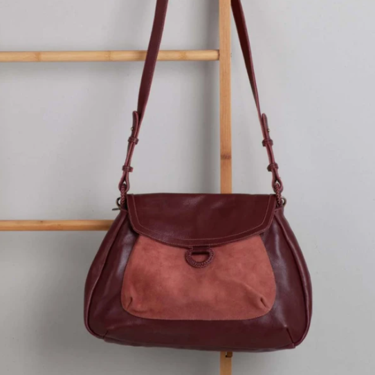 OVAE Dhara Suede Leather Bag - Pinot