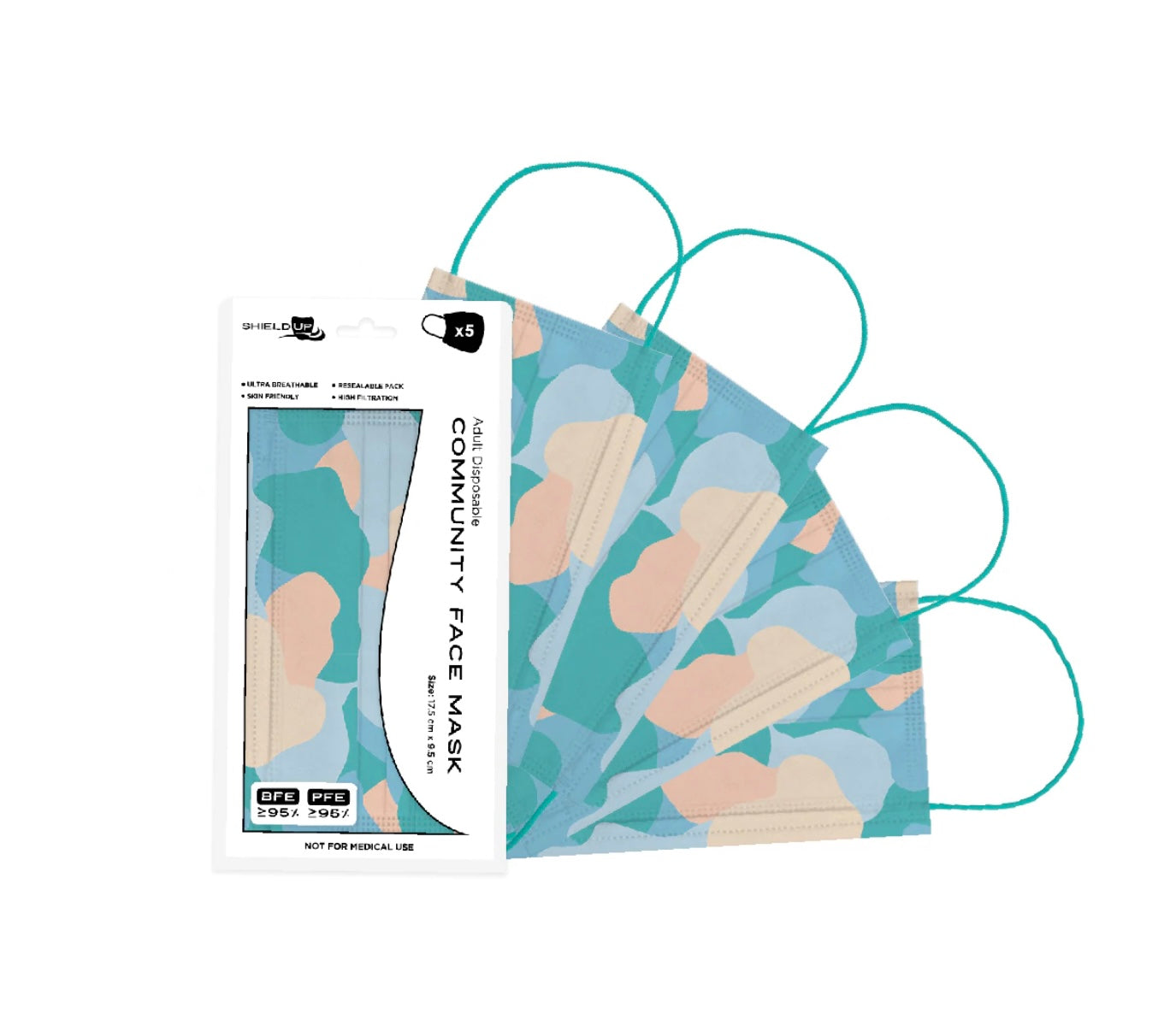 SHIELD UP Disposable Face Mask - Beachfront (5 Pack)